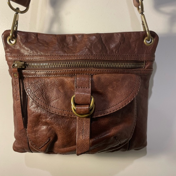 Fossil Handbags - Fossil Vintage Sasha Distressed Cognac Leather Crossbody Bag